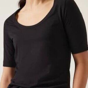 Athleta Outbound Scoop Neck Tee Black Half Sleeve Top Women's Size Medium
